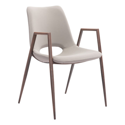 Zuo Modern Desi Dining Chair Set of 2, Beige/Walnut