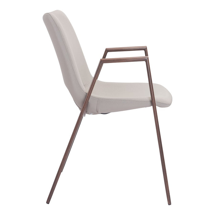 Zuo Modern Desi Dining Chair Set of 2, Beige/Walnut