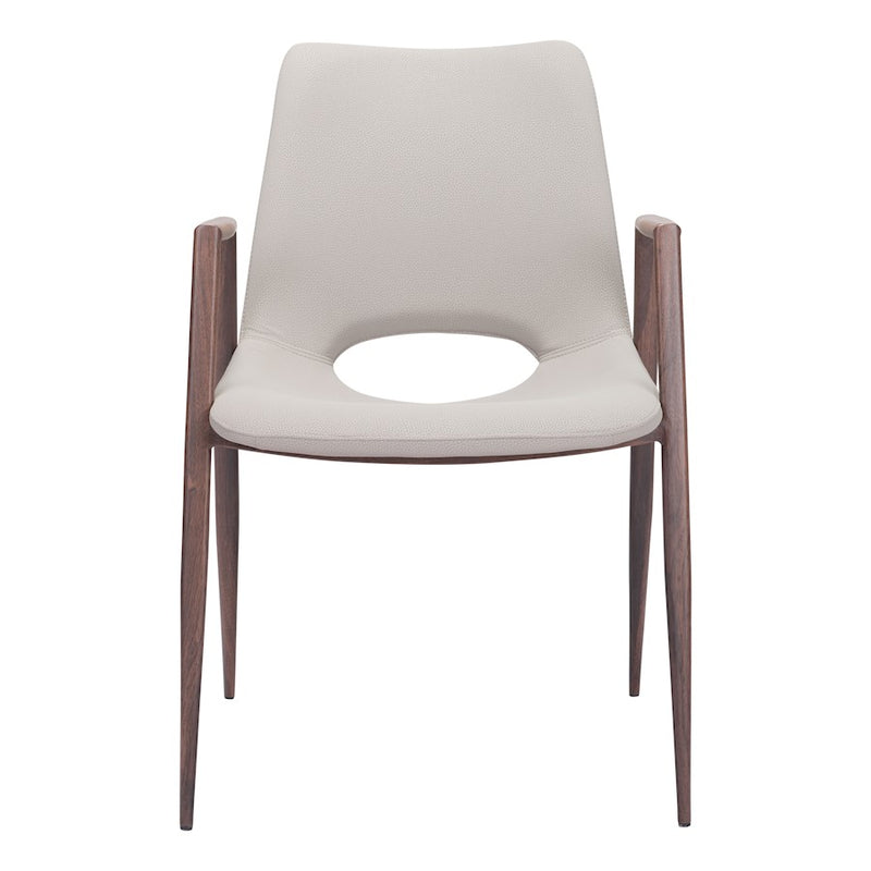 Zuo Modern Desi Dining Chair Set of 2, Beige/Walnut