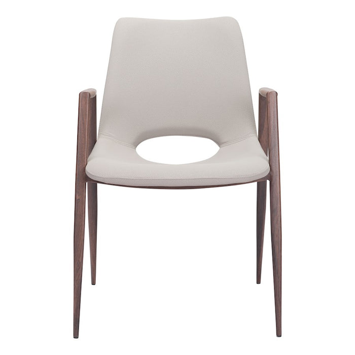 Zuo Modern Desi Dining Chair Set of 2, Beige/Walnut
