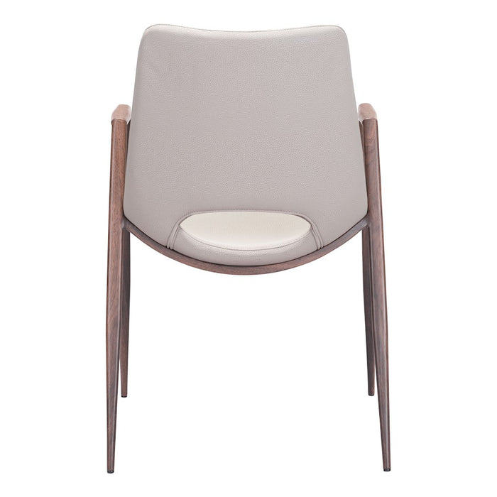 Zuo Modern Desi Dining Chair Set of 2, Beige/Walnut