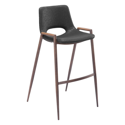 Zuo Modern Desi BarStool Set of 2, Black/Walnut