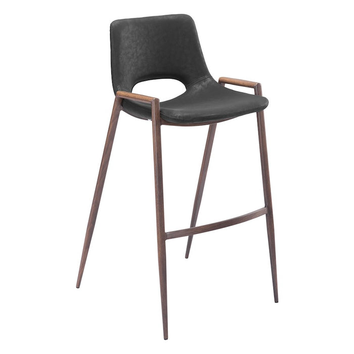 Zuo Modern Desi BarStool Set of 2, Black/Walnut