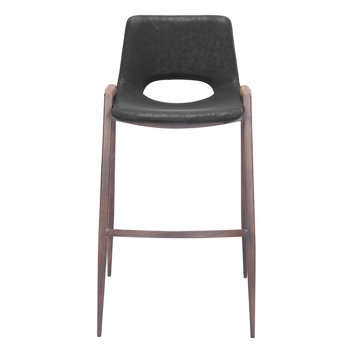 Zuo Modern Desi BarStool Set of 2, Black/Walnut