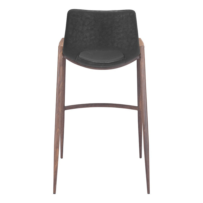 Zuo Modern Desi BarStool Set of 2, Black/Walnut