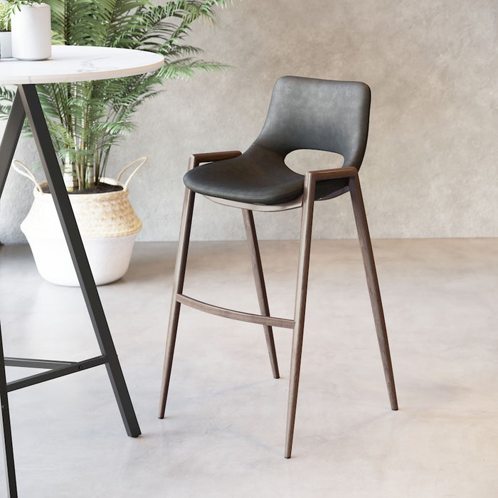 Zuo Modern Desi BarStool Set of 2, Black/Walnut