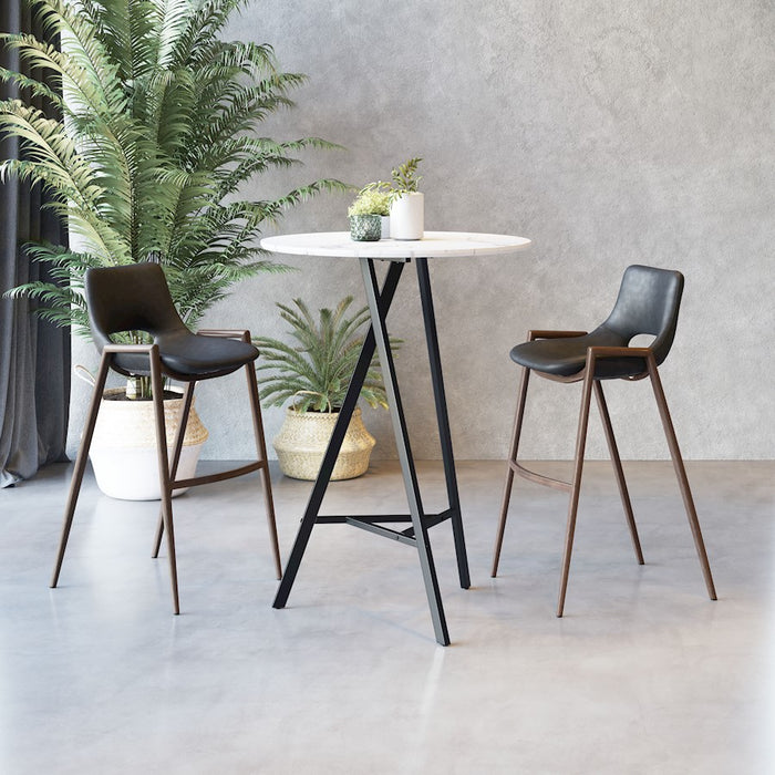 Zuo Modern Desi BarStool Set of 2, Black/Walnut