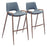 Zuo Modern Desi BarStool Set of 2, Azure Gray/Walnut - 101698