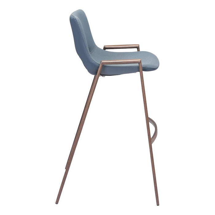 Zuo Modern Desi BarStool Set of 2, Azure Gray/Walnut