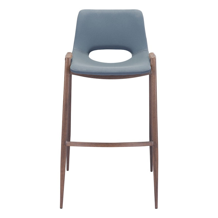 Zuo Modern Desi BarStool Set of 2, Azure Gray/Walnut