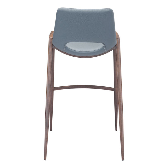 Zuo Modern Desi BarStool Set of 2, Azure Gray/Walnut
