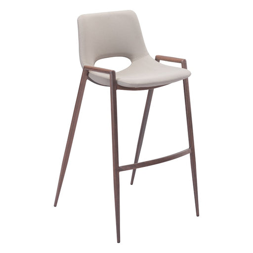 Zuo Modern Desi BarStool Set of 2, Beige/Walnut