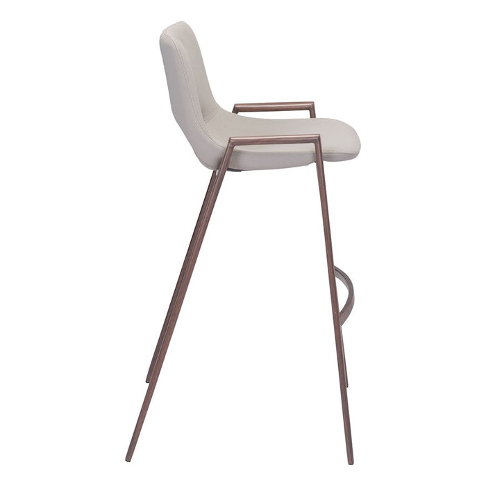 Zuo Modern Desi BarStool Set of 2, Beige/Walnut