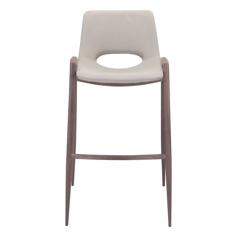 Zuo Modern Desi BarStool Set of 2, Beige/Walnut