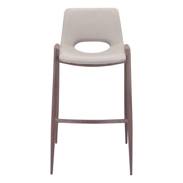 Zuo Modern Desi BarStool Set of 2, Beige/Walnut