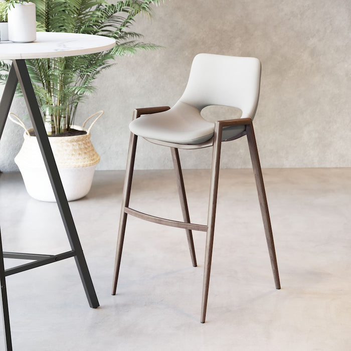 Zuo Modern Desi BarStool Set of 2, Beige/Walnut