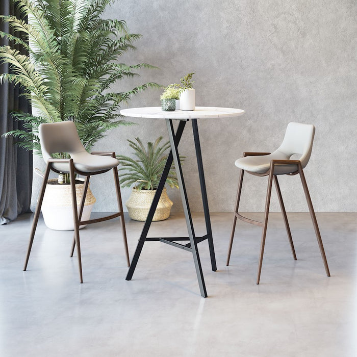 Zuo Modern Desi BarStool Set of 2, Beige/Walnut
