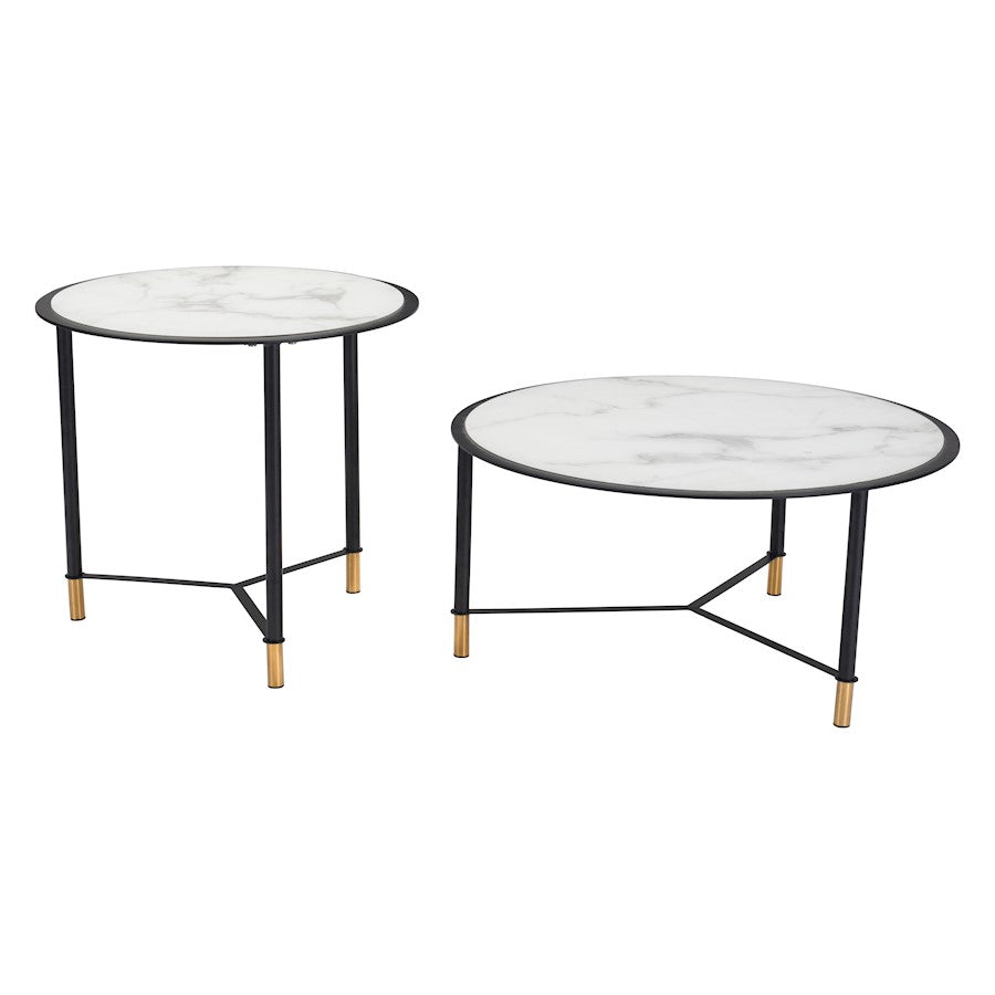 Zuo Modern Davis Coffee Table Set of 2, White/Black - 101704