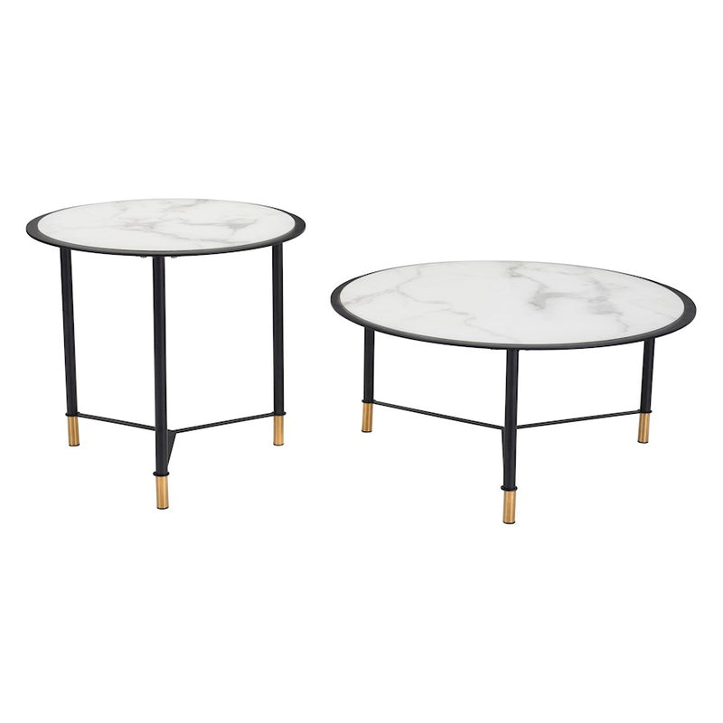 Zuo Modern Davis Coffee Table Set of 2, White/Black
