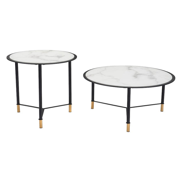 Zuo Modern Davis Coffee Table Set of 2, White/Black