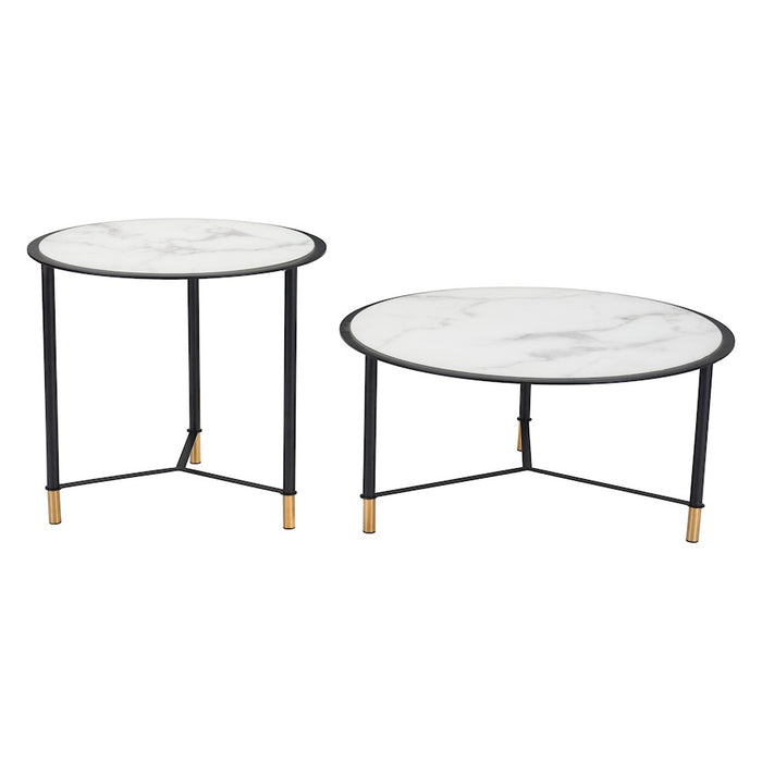 Zuo Modern Davis Coffee Table Set of 2, White/Black