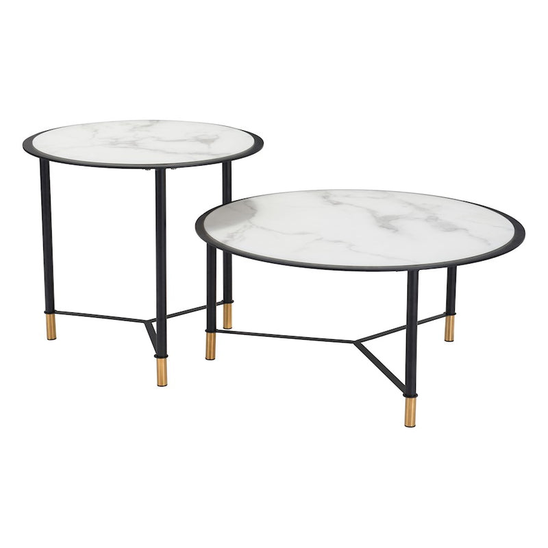Zuo Modern Davis Coffee Table Set of 2, White/Black