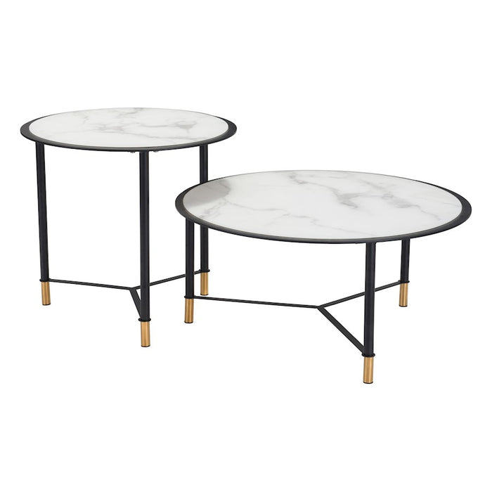 Zuo Modern Davis Coffee Table Set of 2, White/Black