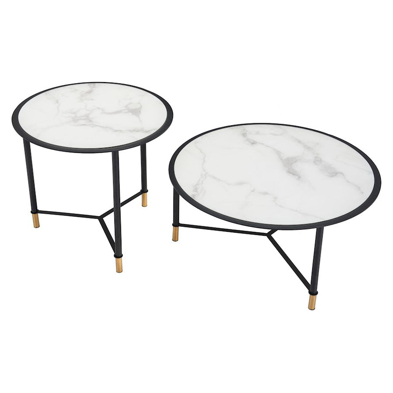 Zuo Modern Davis Coffee Table Set of 2, White/Black