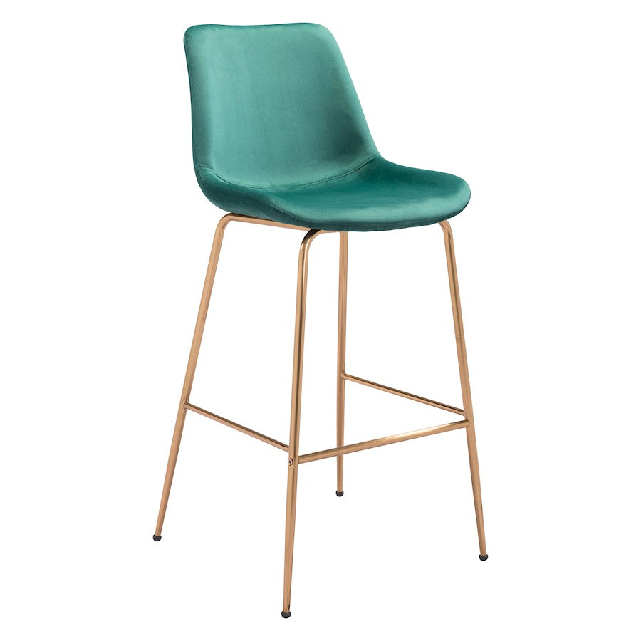 Zuo Modern Tony BarStool, Green/Gold - 101757