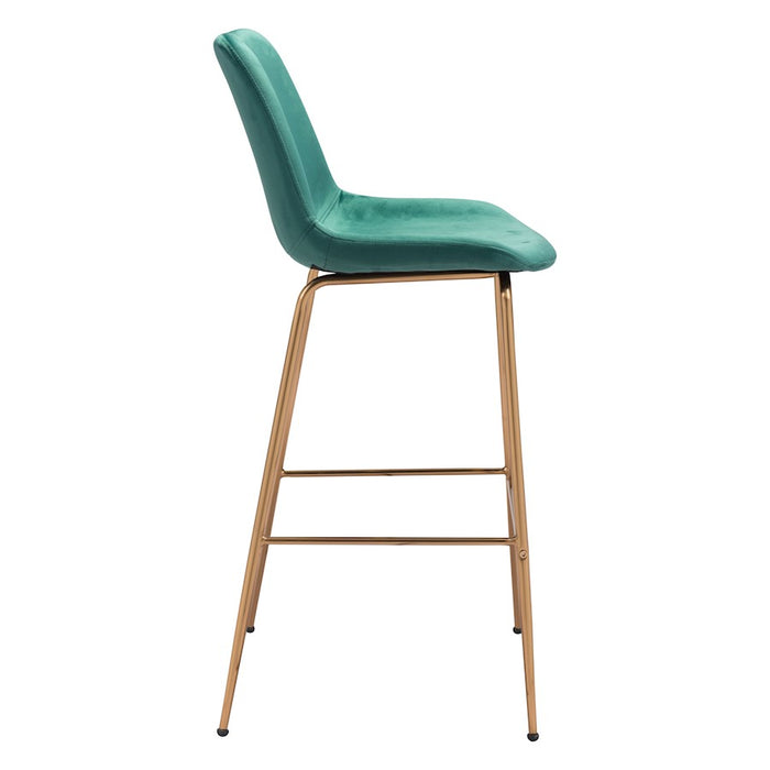 Zuo Modern Tony BarStool, Green/Gold