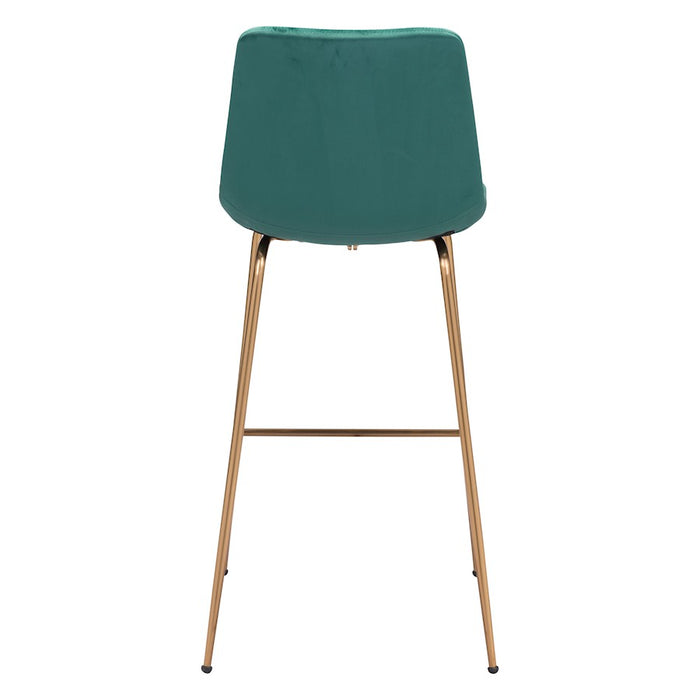 Zuo Modern Tony BarStool, Green/Gold