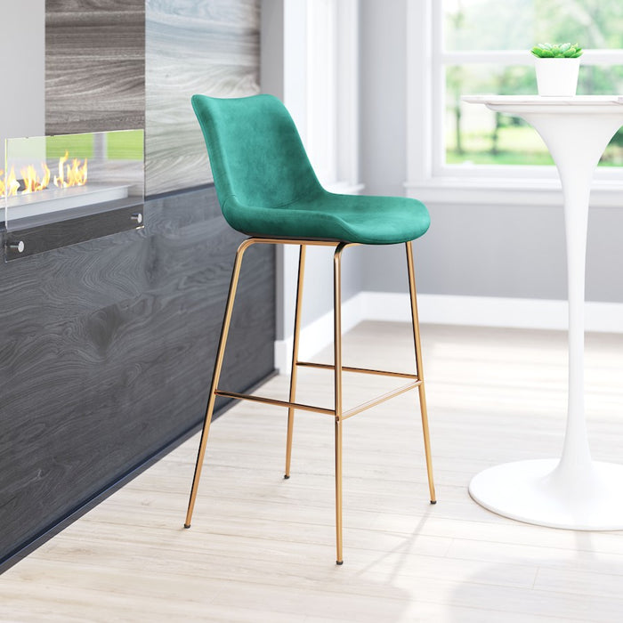 Zuo Modern Tony BarStool, Green/Gold