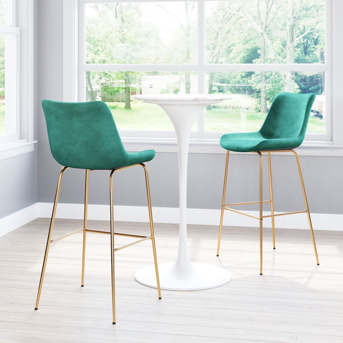 Zuo Modern Tony BarStool, Green/Gold
