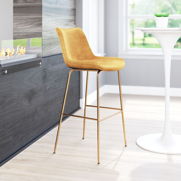 Zuo Modern Tony BarStool, Yellow/Gold