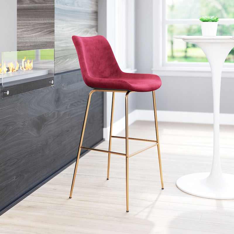 Zuo Modern Tony BarStool, Red/Gold