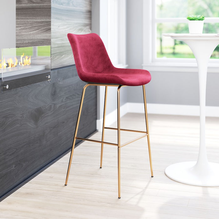Zuo Modern Tony BarStool, Red/Gold