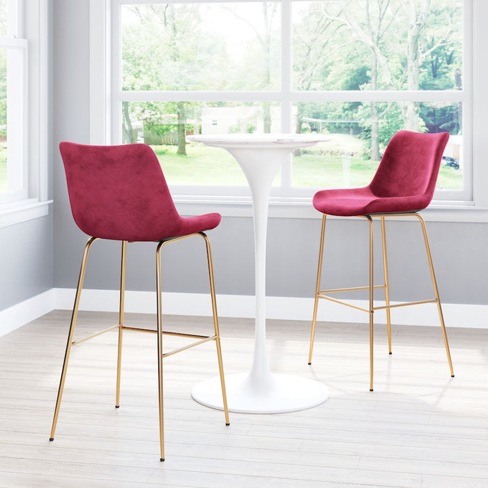 Zuo Modern Tony BarStool, Red/Gold
