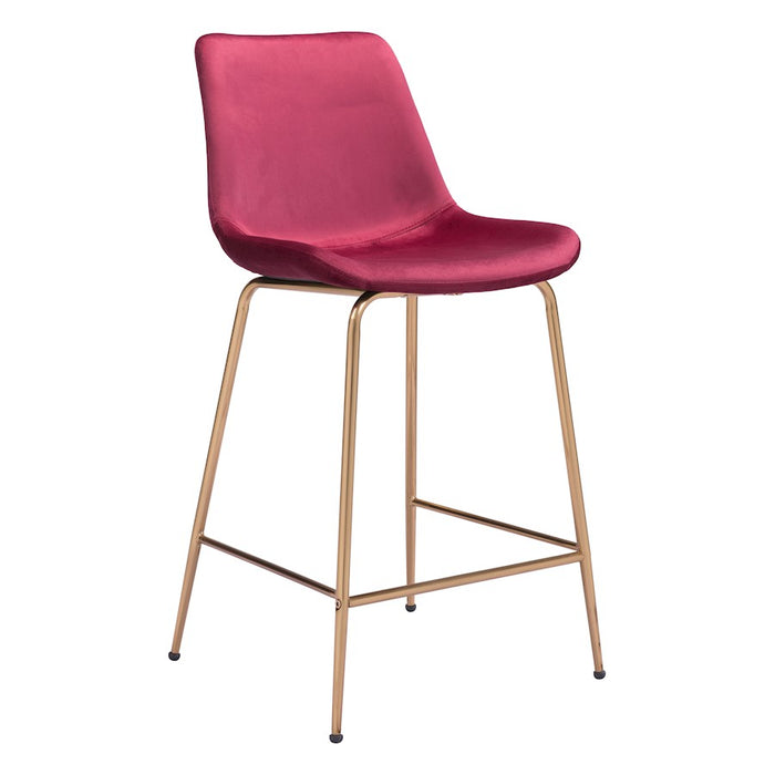 Zuo Modern Tony Counter Stool, Red/Gold - 101764