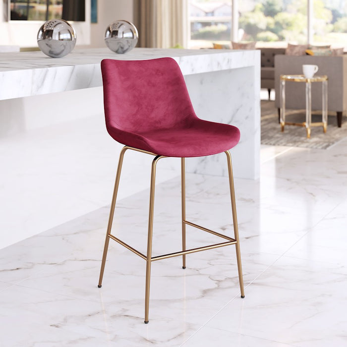 Zuo Modern Tony Counter Stool, Red/Gold