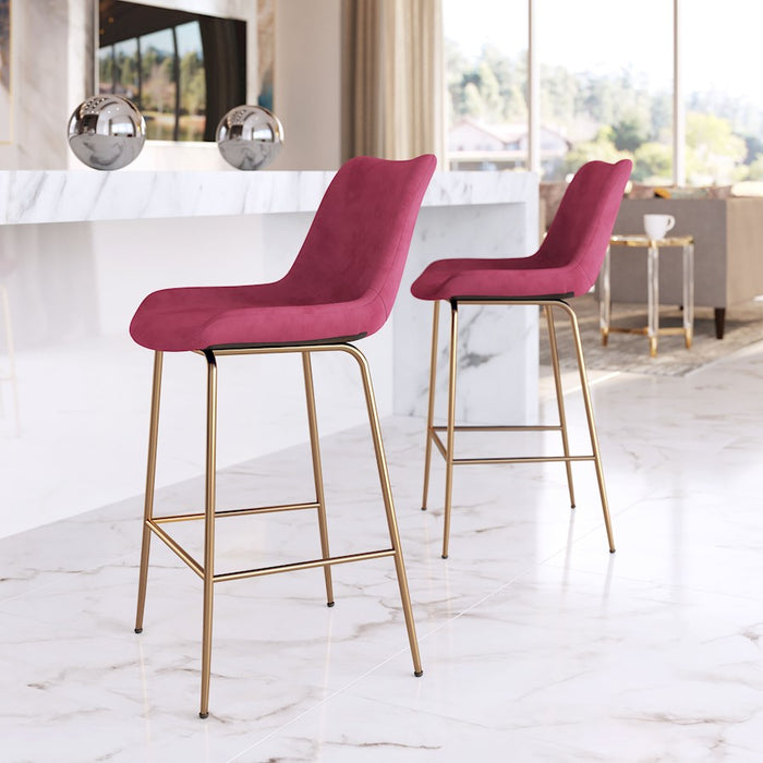Zuo Modern Tony Counter Stool, Red/Gold