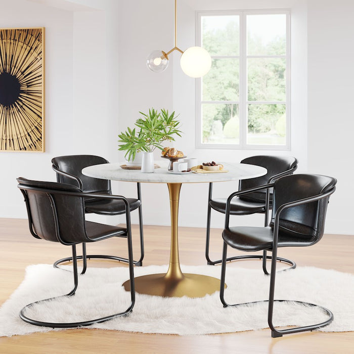 Zuo Modern Ithaca Dining Table, White/Gold
