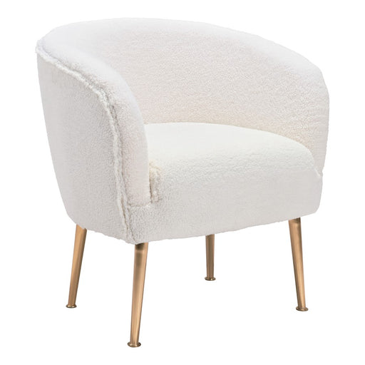 Zuo Modern Sherpa Accent Chair, Beige/Gold