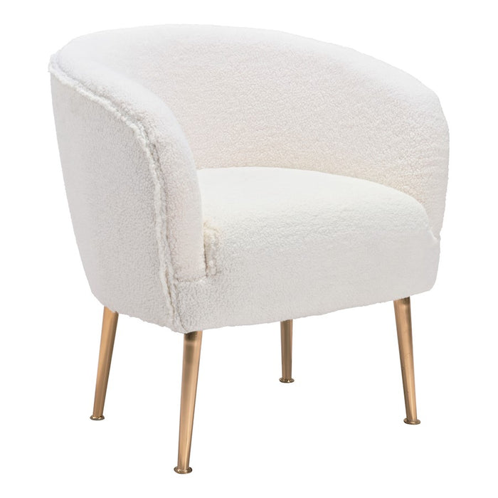 Zuo Modern Sherpa Accent Chair, Beige/Gold