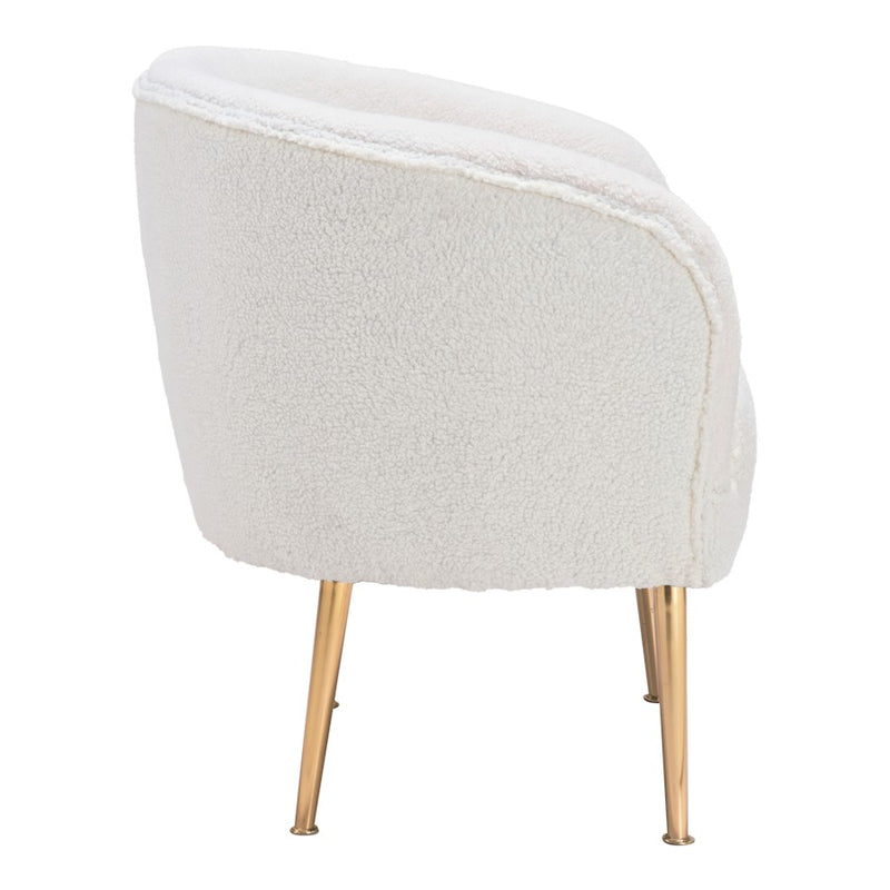 Zuo Modern Sherpa Accent Chair, Beige/Gold