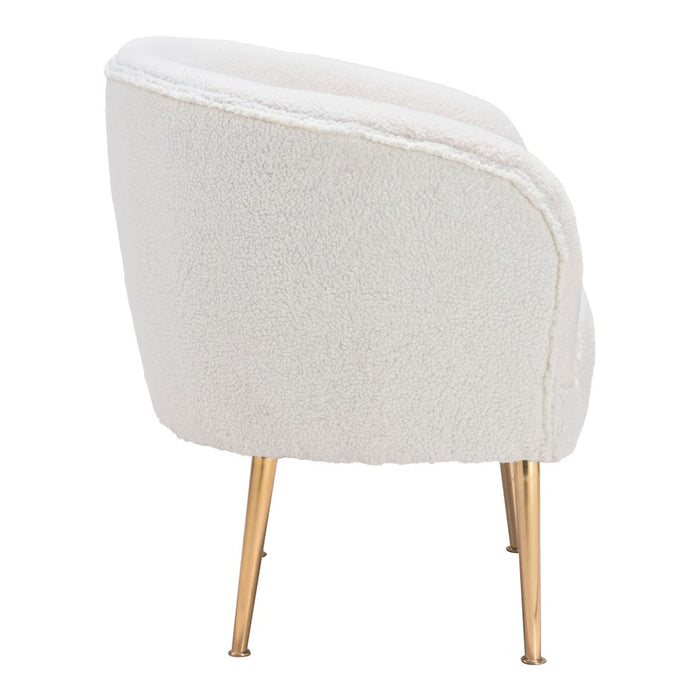 Zuo Modern Sherpa Accent Chair, Beige/Gold