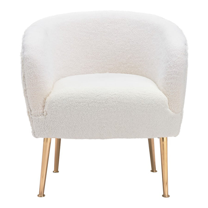Zuo Modern Sherpa Accent Chair, Beige/Gold