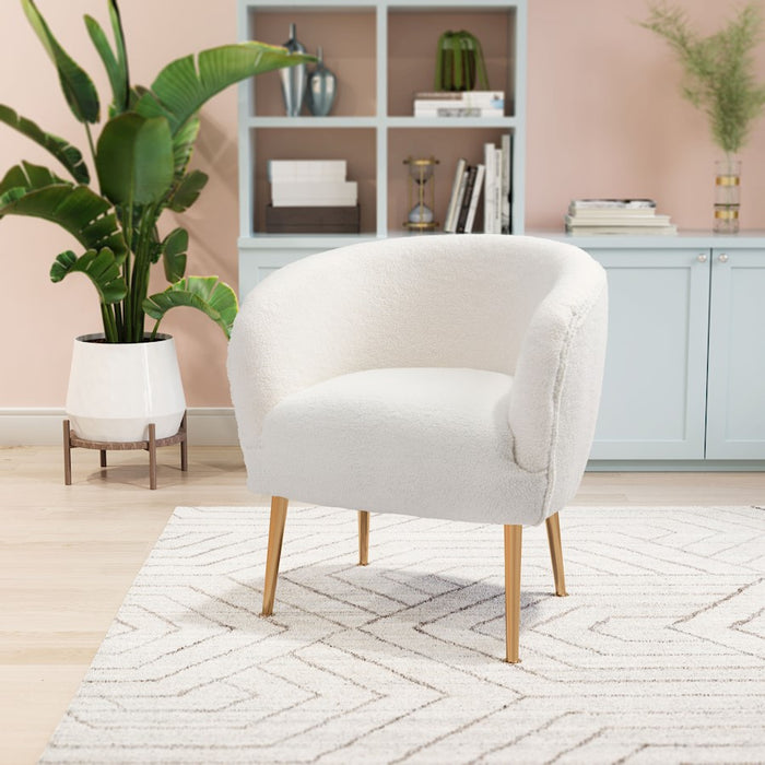 Zuo Modern Sherpa Accent Chair, Beige/Gold