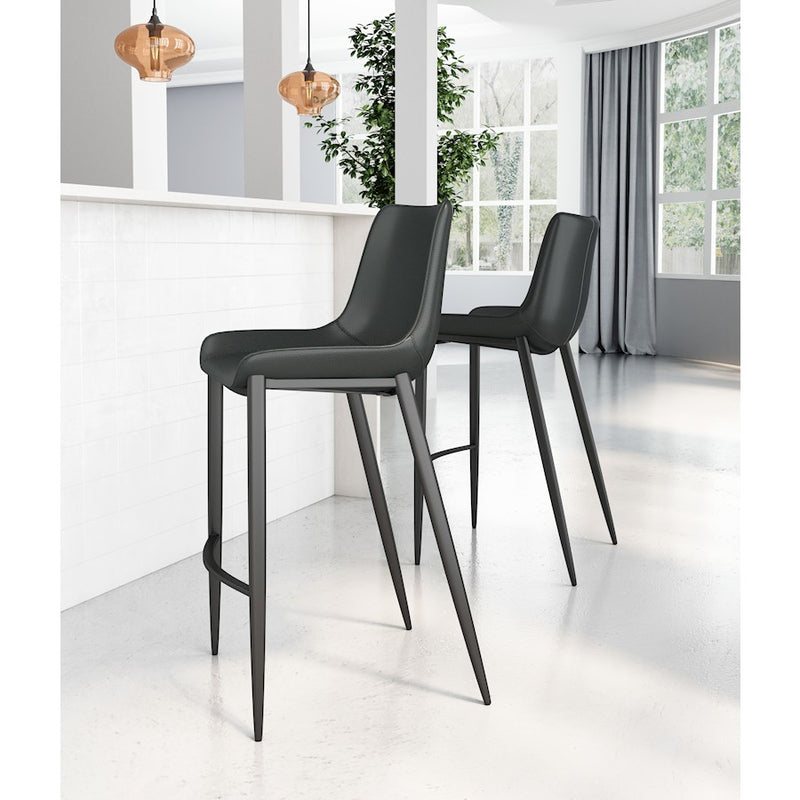 Zuo Modern Magnus BarStool Set of 2, Black