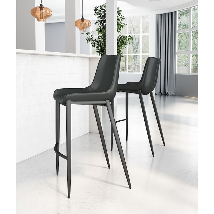 Zuo Modern Magnus BarStool Set of 2, Black