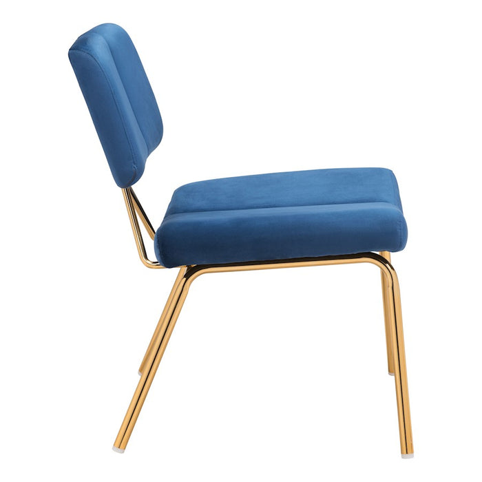 Zuo Modern Nicole Accent Chair Set of 2, Blue/Gold